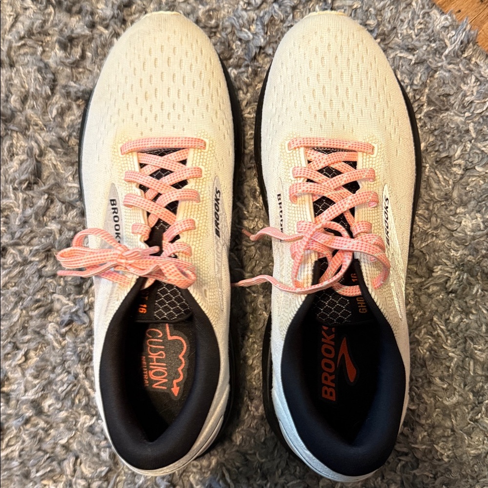 Brooks Cream and Pink Running Shoes